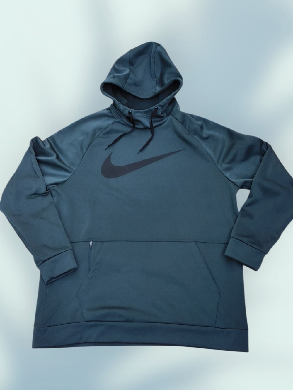 Nike Men's Dark Teal Pullover Hoodie with Black Swoosh